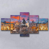 Turin Italy Piazza San Carlo During 5 Pieces Mixed Canvas Prints Wall Art Home Decor