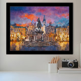 Turin Italy Piazza San Carlo During City Art Watercolor Framed Art Prints Wall Art Decor,Framed Picture