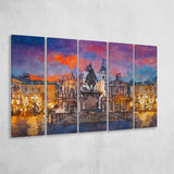 Turin Italy Piazza San Carlo During 5 Pieces Extra Large Canvas Prints Wall Art Home Decor