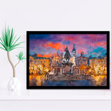 Turin Italy Piazza San Carlo During City Art Watercolor Framed Art Prints Wall Art Decor,Framed Picture