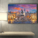 Turin Italy Piazza San Carlo During City Art Watercolor Canvas Prints Wall Art Home Decor, Large Canvas