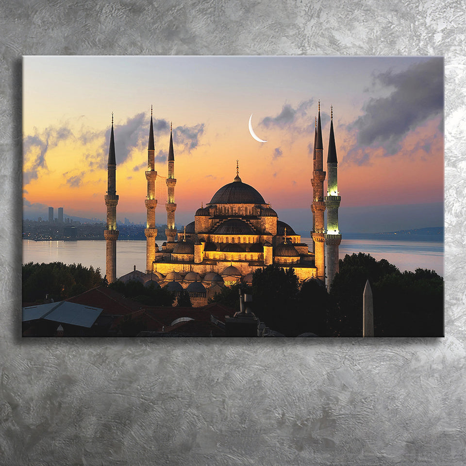 Turkish Blue Mosque Large Wall Art Canvas Prints Wall Art Decor - Painting Canvas,Home Decor, Ready to Hang