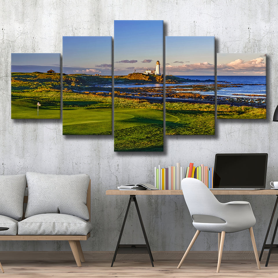 Turnberry Golf Club, Alisa Course Hole 10R, Turnberry, Scotland, Golf Art Print, 5 Panels Canvas Prints Wall Art Decor