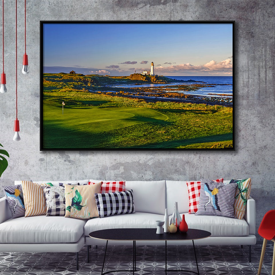 Turnberry Golf Club, Alisa Course Hole 10R, Turnberry, Scotland, Framed Canvas Prints Wall Art Decor, Floating Frame