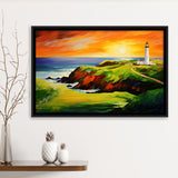 Turnberry Golf Club Alisa Course In Sunset Painting, Framed Canvas Prints Wall Art Decor, Floating Frame