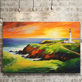 Turnberry Golf Club Alisa Course In Sunset Painting Canvas Prints Wall Art, Painting Art Home Decor