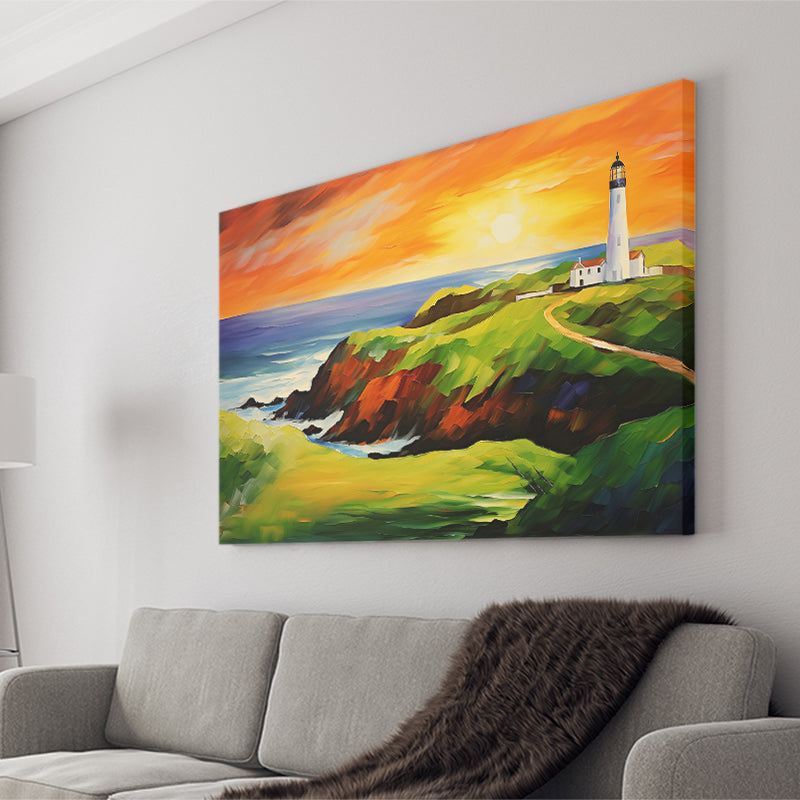 Turnberry Golf Club Alisa Course In Sunset Painting Canvas Prints Wall Art, Painting Art Home Decor