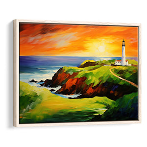 Turnberry Golf Club Alisa Course In Sunset Painting, Framed Canvas Prints Wall Art Decor, Floating Frame