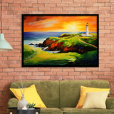 Turnberry Golf Club Alisa Course In Sunset Painting Framed Art Prints Wall Decor, Framed Painting Art