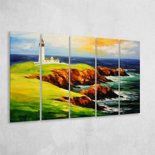 Turnberry Golf Club Alisa Course Painting Art,5 Panel Extra Large Canvas Prints Wall Art Decor