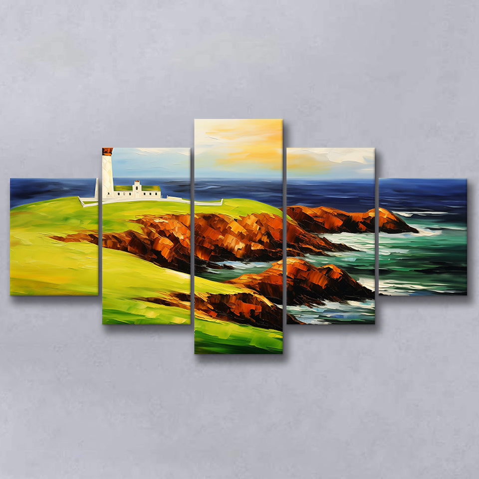 Turnberry Golf Club Alisa Course Painting Art Mixed 5 Panel Large Canvas Prints Wall Art Decor