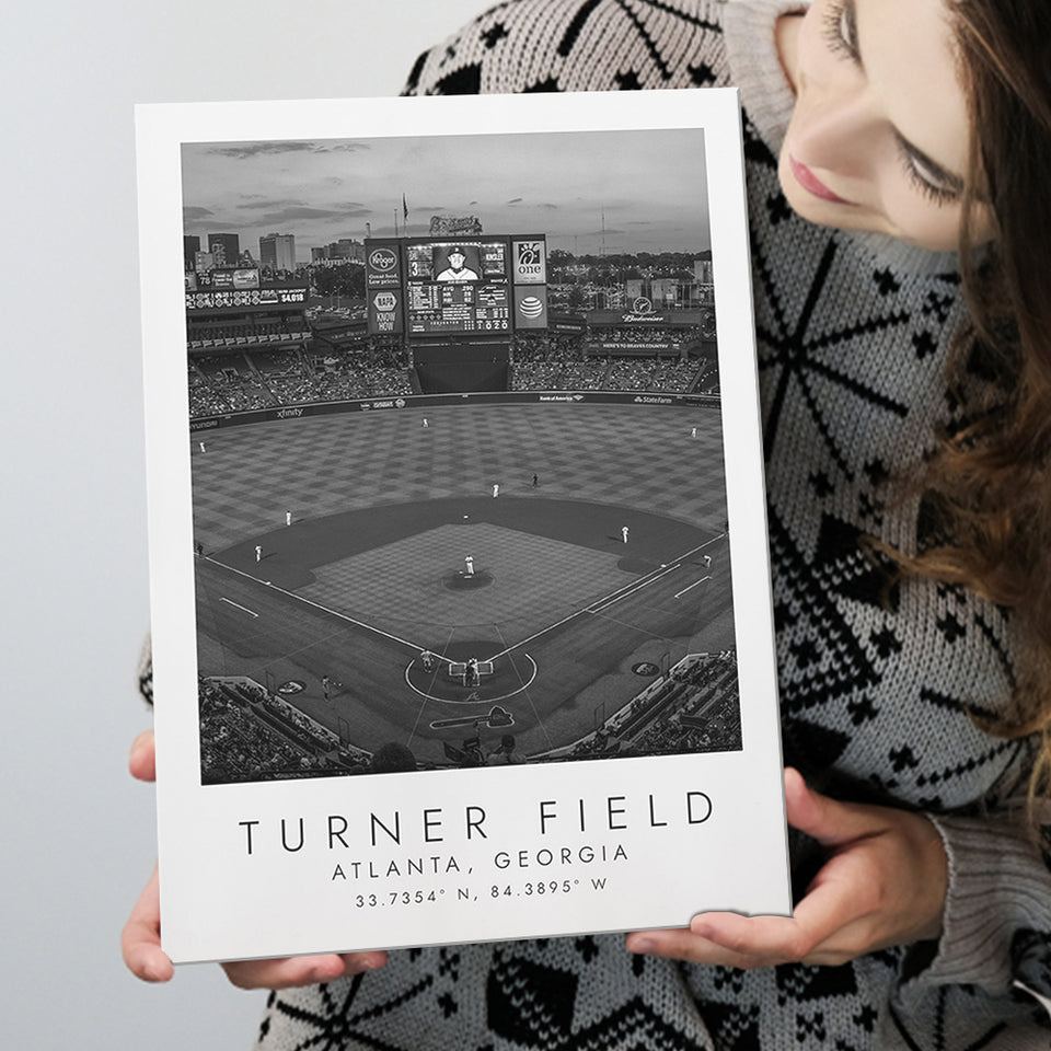 Turner Field Atlanta Braves Baseball Lovers Black And White Art Canvas Prints Wall Art Home Decor