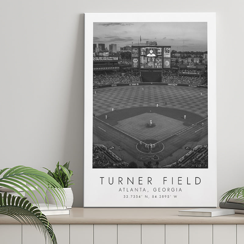 Turner Field Atlanta Braves Baseball Lovers Black And White Art Canvas Prints Wall Art Home Decor