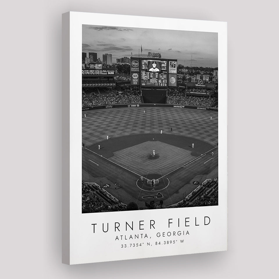 Turner Field Atlanta Braves Baseball Lovers Black And White Art Canvas Prints Wall Art Home Decor