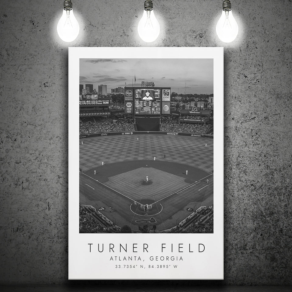 Turner Field Atlanta Braves Baseball Lovers Black And White Art Canvas Prints Wall Art Home Decor
