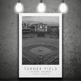 Turner Field Atlanta Braves Baseball Lovers Black And White Art Canvas Prints Wall Art Home Decor