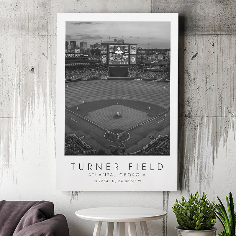 Turner Field Atlanta Braves Baseball Lovers Black And White Art Canvas Prints Wall Art Home Decor