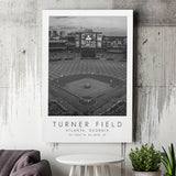 Turner Field Atlanta Braves Baseball Lovers Black And White Art Canvas Prints Wall Art Home Decor