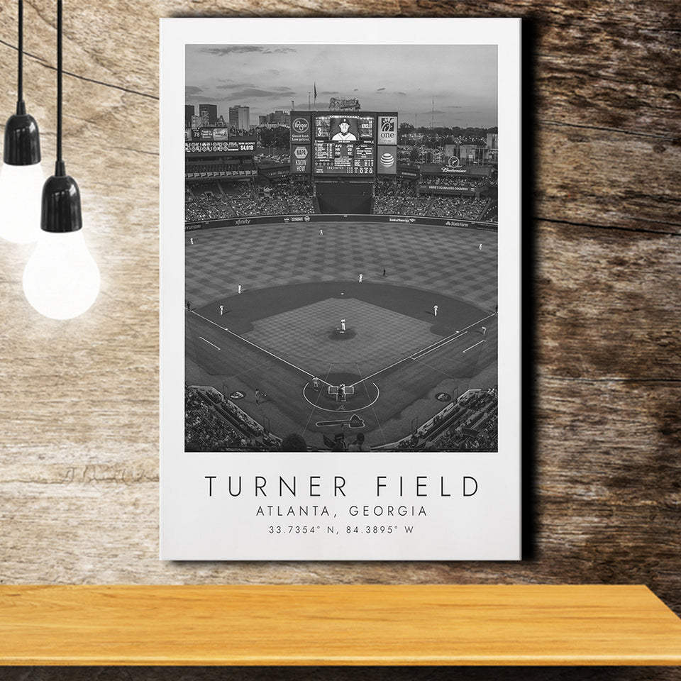 Turner Field Atlanta Braves Baseball Lovers Black And White Art Canvas Prints Wall Art Home Decor