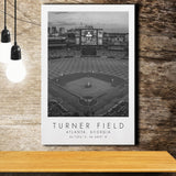 Turner Field Atlanta Braves Baseball Lovers Black And White Art Canvas Prints Wall Art Home Decor