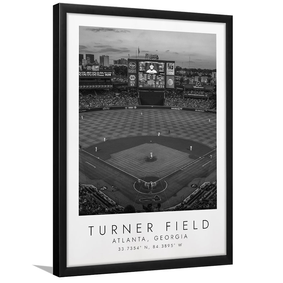 Turner Field Atlanta Braves Baseball Lovers Black And White Art Framed Art Prints Wall Art Decor, Framed Picture
