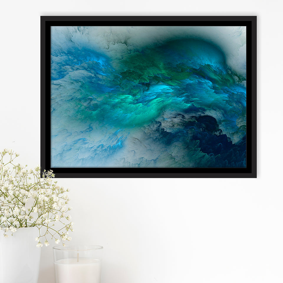Turquoise Abstract Framed Canvas Prints Wall Art Decor, Framed Picture, Floating Frame