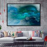 Turquoise Abstract Framed Canvas Prints Wall Art Decor, Framed Picture, Floating Frame