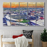 Twins Baseball Stadium Target Field Watercolor, 5 Pieces B, Multi Panel Canvas Prints Wall Art Decor