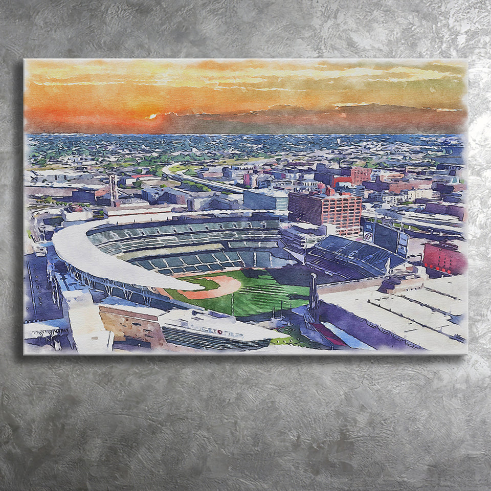 Twins Baseball Stadium Target Field Watercolor, Sport Art Prints Fan Gift, Canvas Prints Wall Art Decor
