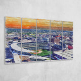 Twins Baseball Stadium Target Field Watercolor, 5 Pieces B, Multi Panel Canvas Prints Wall Art Decor