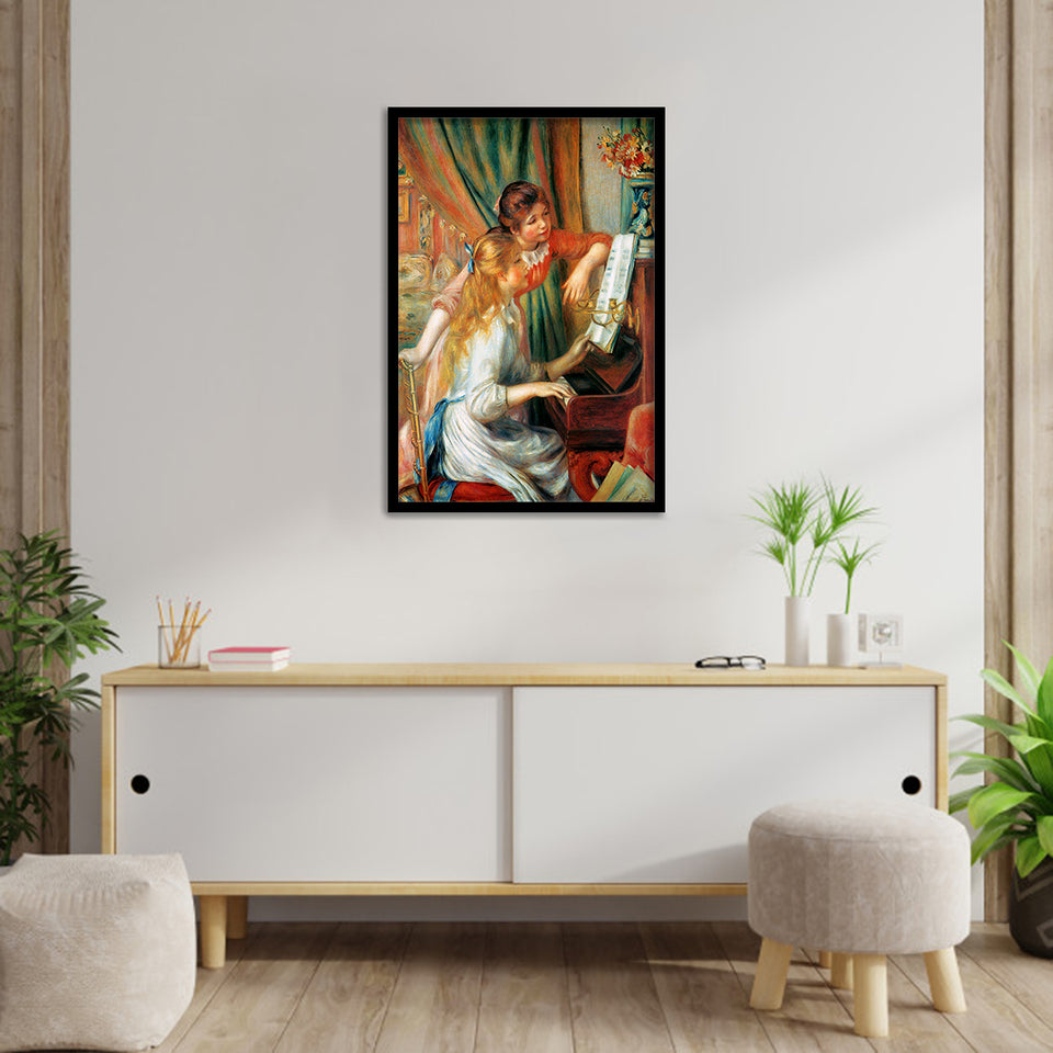 Two Girls At The Piano By Pierre-Auguste Renoir-Art Print,Frame Art,Plexiglass Cover