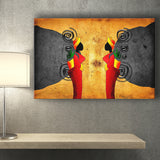 Two Ladies in African Retro Vintage Style Canvas Prints Wall Art - Painting Canvas, African Art, Home Wall Decor, Painting Prints, For Sale
