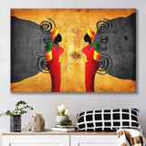 Two Ladies in African Retro Vintage Style Canvas Prints Wall Art - Painting Canvas, African Art, Home Wall Decor, Painting Prints, For Sale