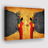 Two Ladies in African Retro Vintage Style Canvas Prints Wall Art - Painting Canvas, African Art, Home Wall Decor, Painting Prints, For Sale