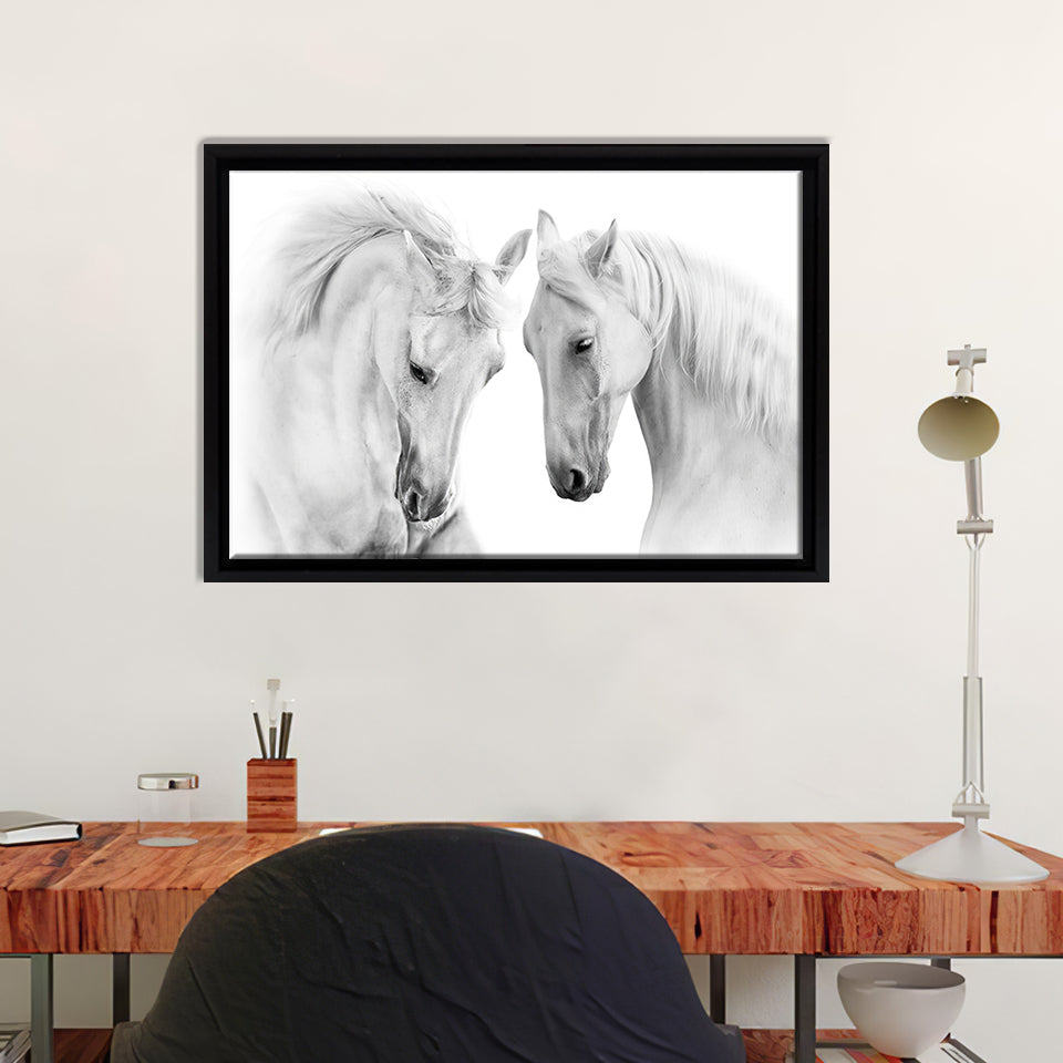 Two White Horses Canvas Wall Art - Framed Art, Prints For Sale, Painting For Sale, Framed Canvas, Painting Canvas