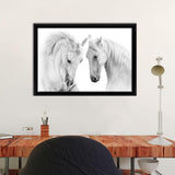 Two White Horses Canvas Wall Art - Framed Art, Prints For Sale, Painting For Sale, Framed Canvas, Painting Canvas