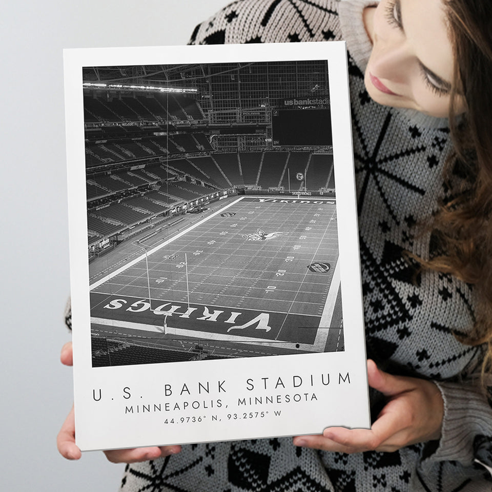 U.S. Bank Stadium Minnesota Vikings Football Lovers Black And White Art Canvas Prints Wall Art Home Decor