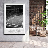 U.S. Bank Stadium Minnesota Vikings Football Lovers Black And White Art Framed Canvas Prints Wall Art Home Decor, Floating Frame
