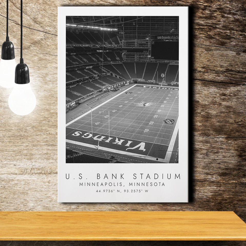 U.S. Bank Stadium Minnesota Vikings Football Lovers Black And White Art Canvas Prints Wall Art Home Decor