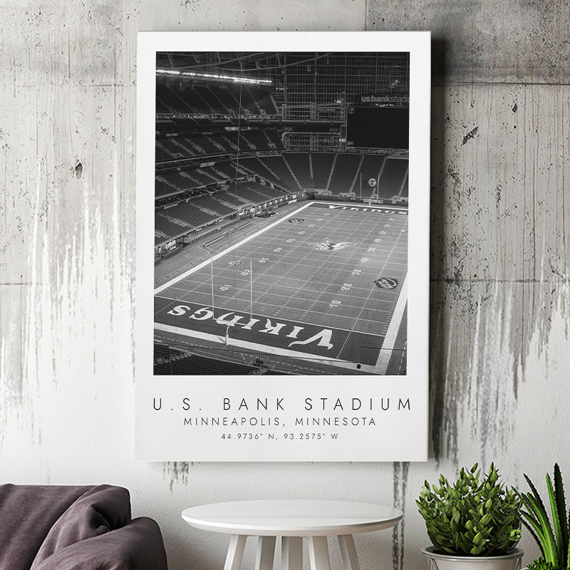 U.S. Bank Stadium Minnesota Vikings Football Lovers Black And White Art Canvas Prints Wall Art Home Decor
