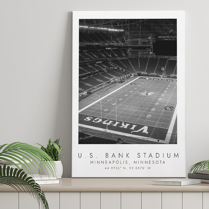 U.S. Bank Stadium Minnesota Vikings Football Lovers Black And White Art Canvas Prints Wall Art Home Decor