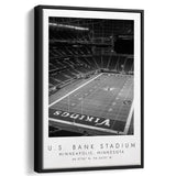 U.S. Bank Stadium Minnesota Vikings Football Lovers Black And White Art Framed Canvas Prints Wall Art Home Decor, Floating Frame