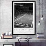 U.S. Bank Stadium Minnesota Vikings Football Lovers Black And White Art Framed Art Prints Wall Art Decor, Framed Picture