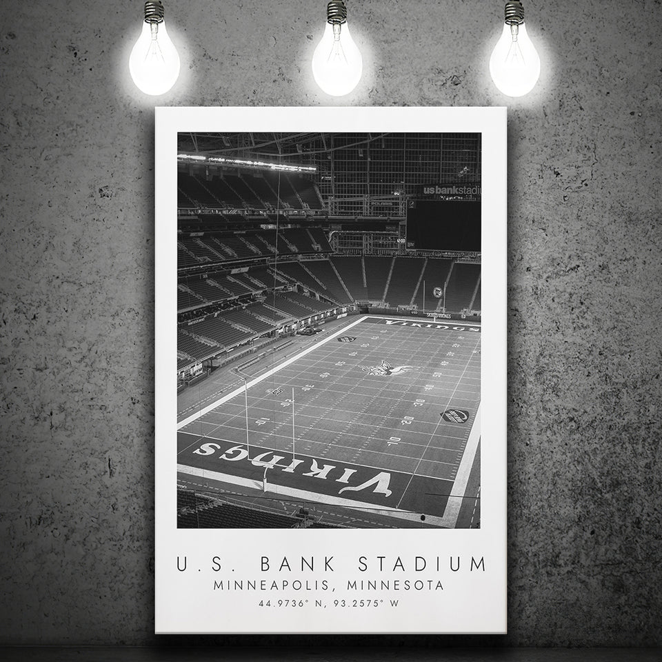 U.S. Bank Stadium Minnesota Vikings Football Lovers Black And White Art Canvas Prints Wall Art Home Decor