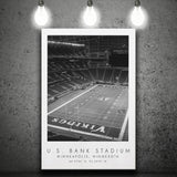 U.S. Bank Stadium Minnesota Vikings Football Lovers Black And White Art Canvas Prints Wall Art Home Decor