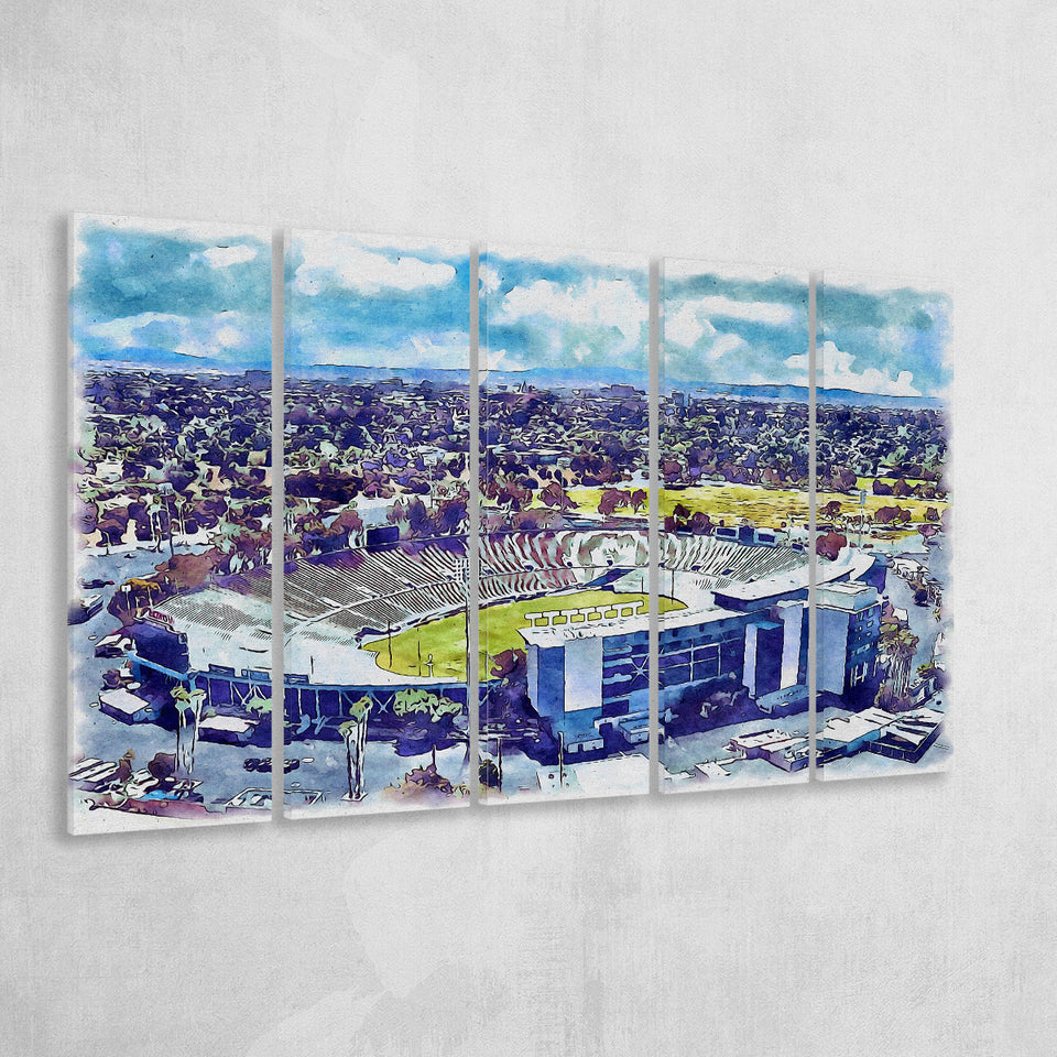 UCLA Bruins Rose Bowl Watercolor, 5 Pieces B, Multi Panel Canvas Prints Wall Art Decor