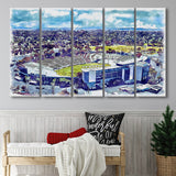 UCLA Bruins Rose Bowl Watercolor, 5 Pieces B, Multi Panel Canvas Prints Wall Art Decor