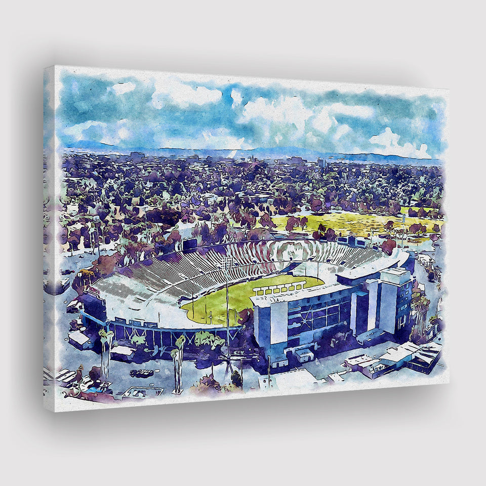 UCLA Bruins Rose Bowl Watercolor, Sport Art Prints Fan Gift, Canvas Prints Wall Art Decor