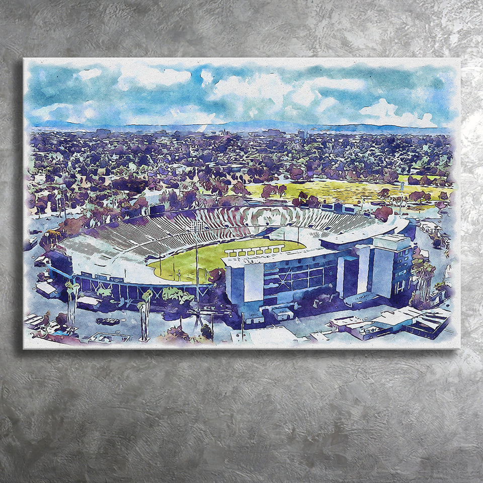 UCLA Bruins Rose Bowl Watercolor, Sport Art Prints Fan Gift, Canvas Prints Wall Art Decor