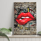 Urban Red Lips Canvas Prints Wall Art Decor - Painting Canvas, Home Decor, Art Print, Art For Sale